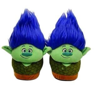 Dreamworks "Branch" from Trolls  Size Large Comfy Blue Hair Slippers Cozy Unisex